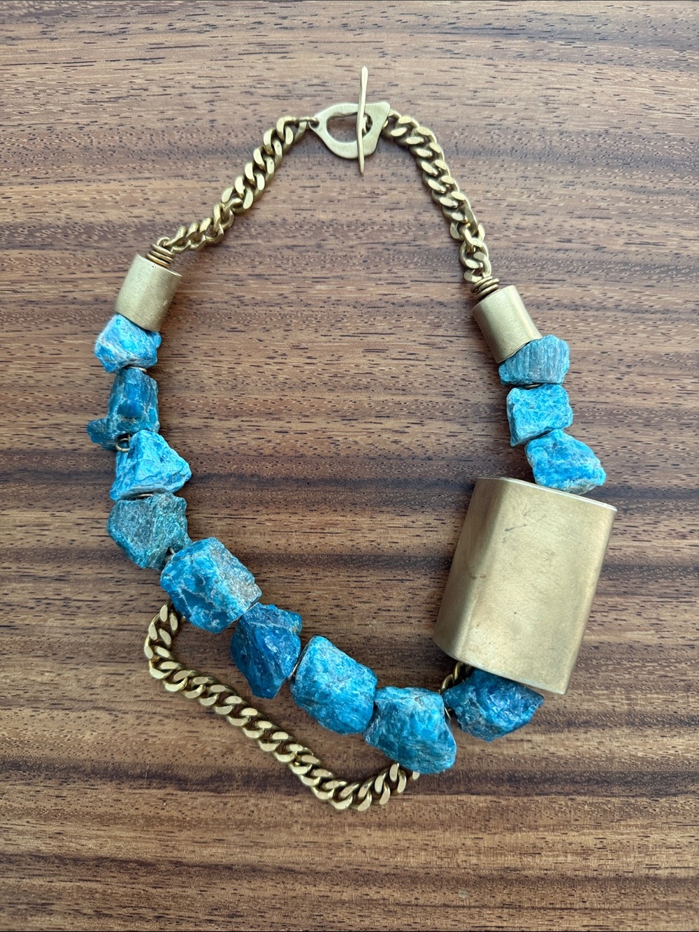 Gold Chain Necklace with Turquoise Stone Accents